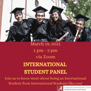 International Student Panel March 19 from 1-2 p.m. via Zoom