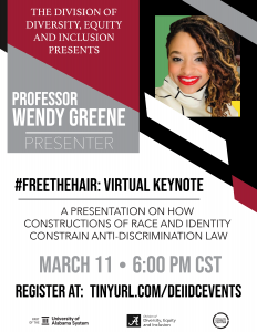 Professor Wendy Greene Virtual Keynote March 11 at 6 p.m. via Zoom