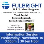 Fulbright Information Session Nov. 10 at 3 p.m. in 30 ten Hoor