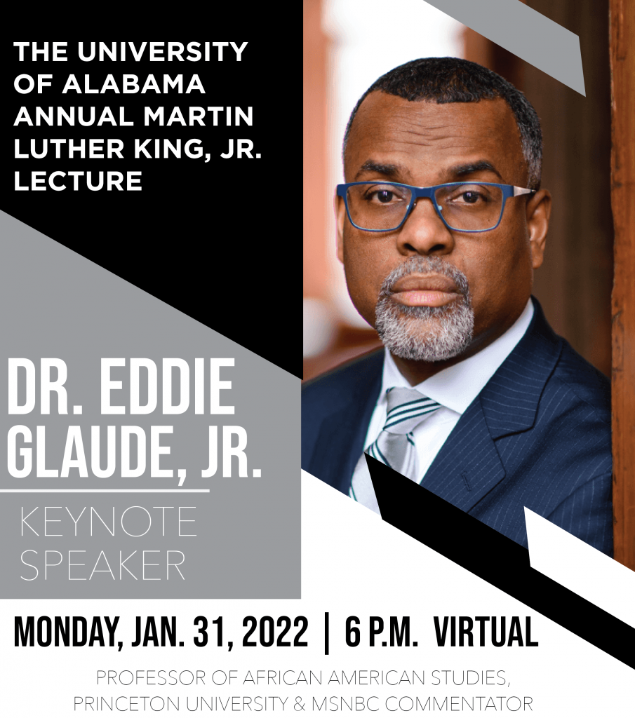 graphic promoting Dr. Eddie Glaude, Jr. as the Martin Luther King, Jr. Lecturer 