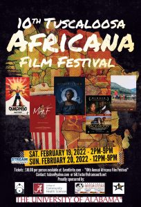 Africana Film Festival info with photos of each movie to be shown and dates of viewing