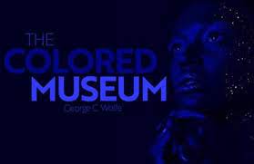 Words The Colored Museum shown in shades of blue on a black background